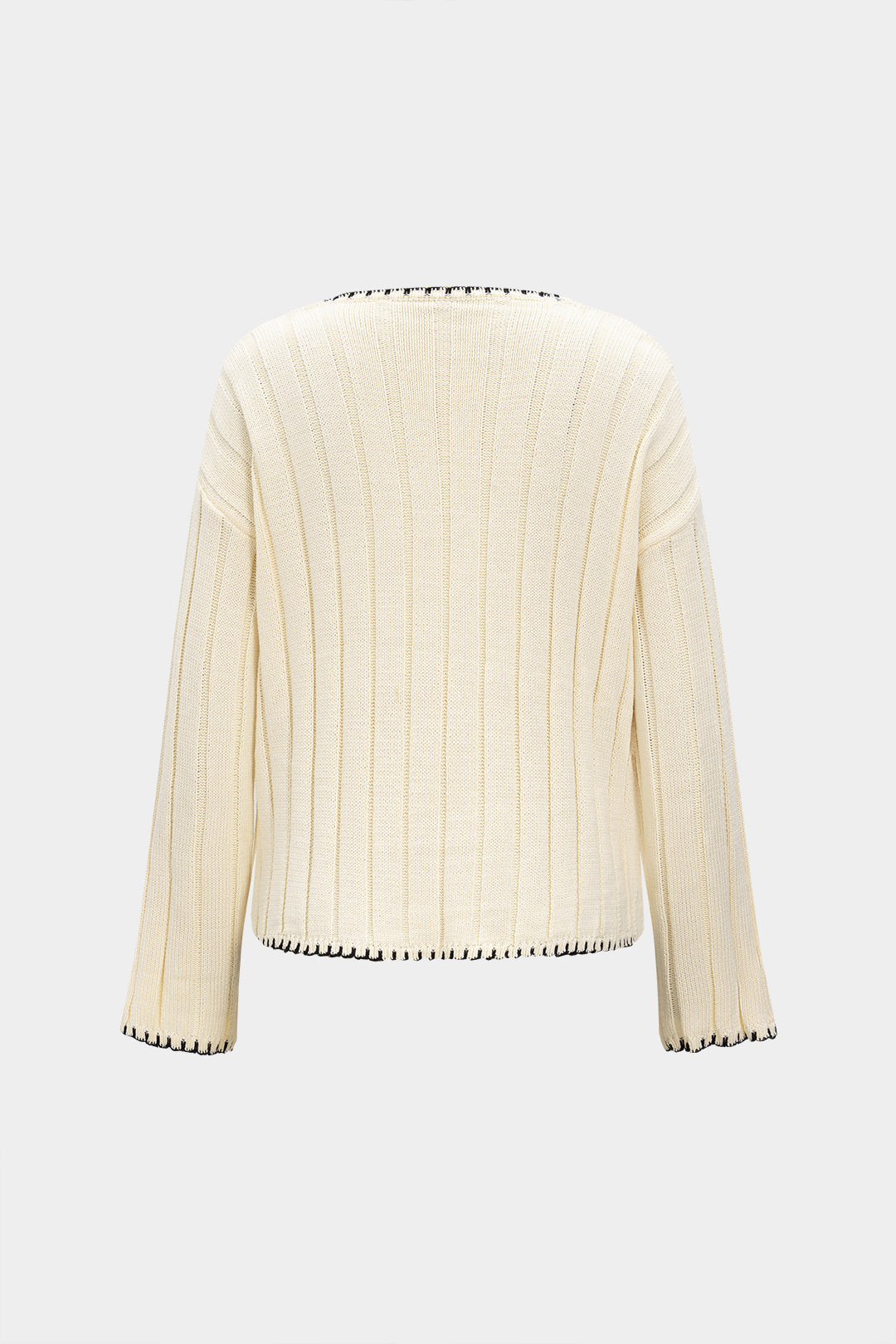 Sweter z dekoltem w serek z kieszeniami