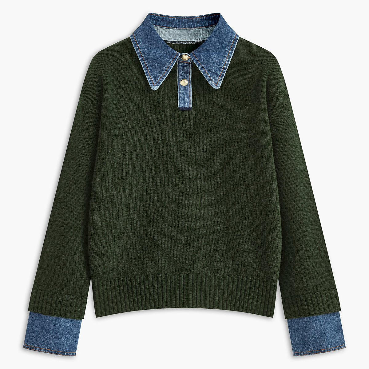 Sweter z jeansowymi detalami