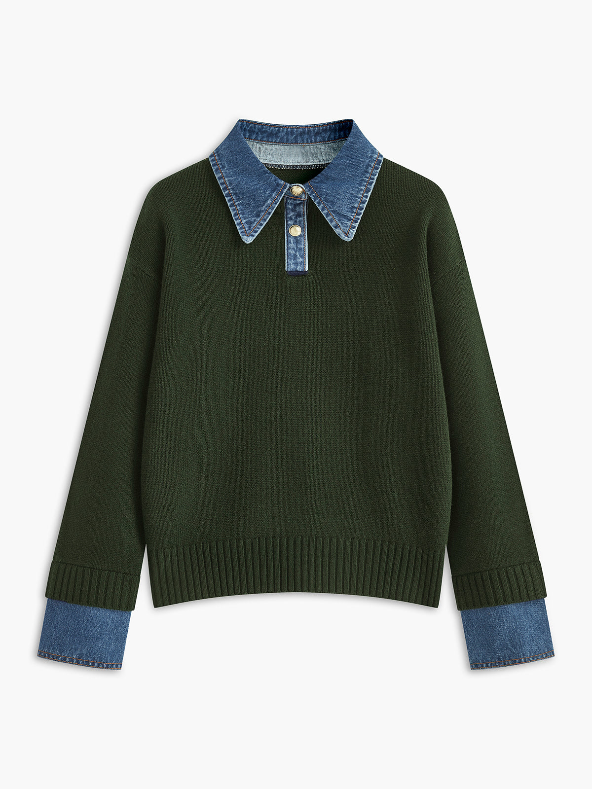 Sweter z jeansowymi detalami