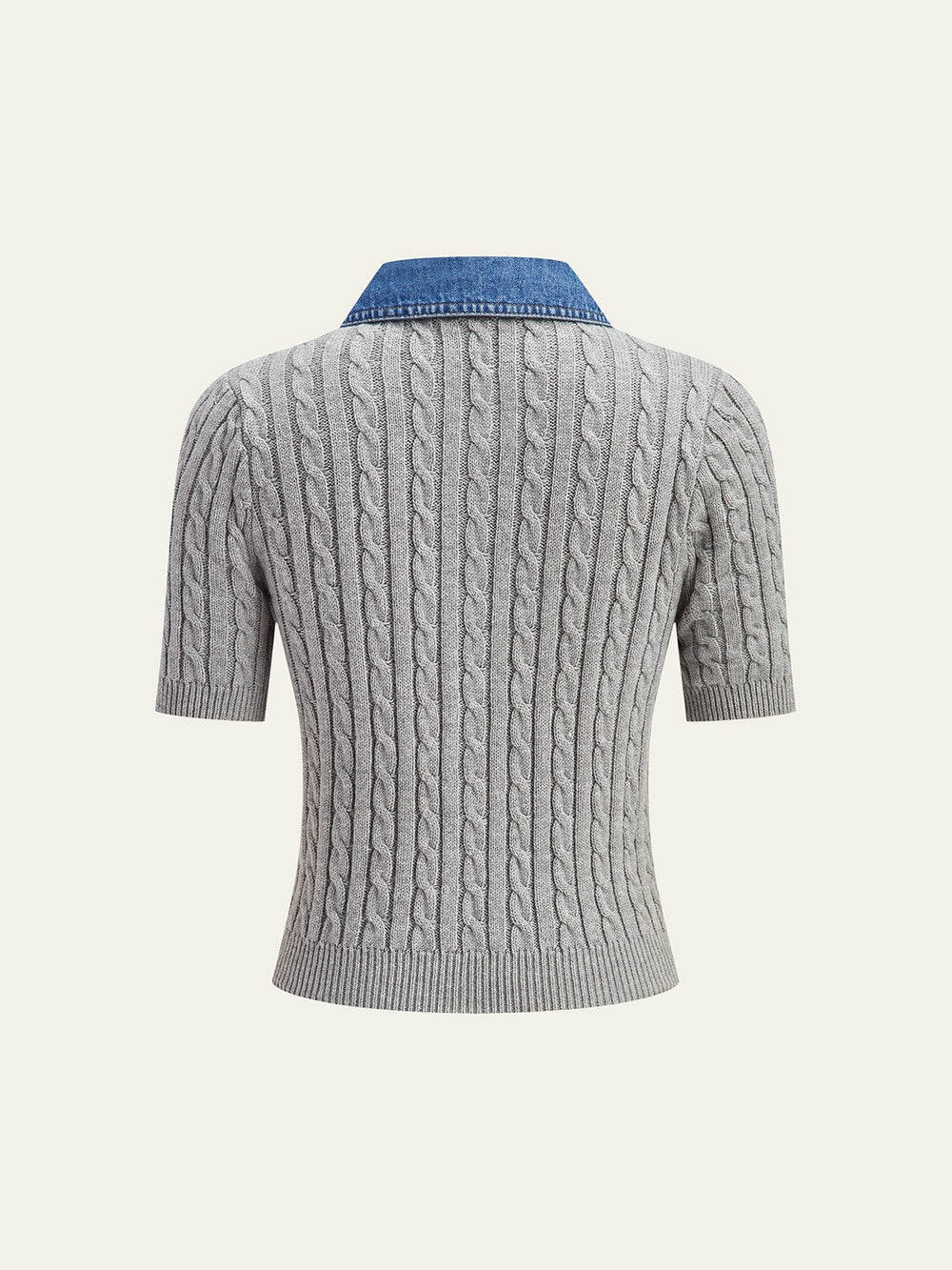 Sweter z kołnierzem i krótkimi rękawami