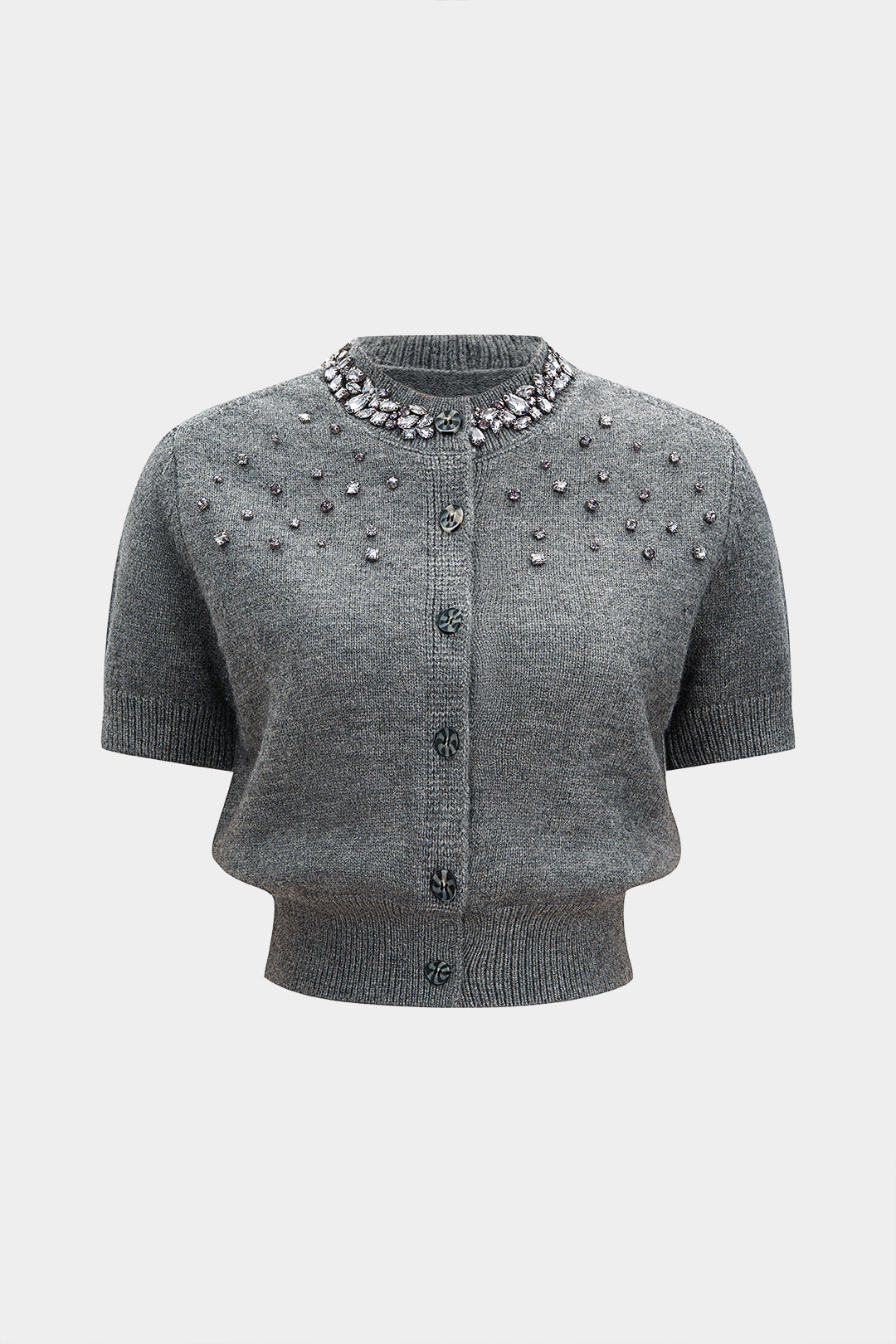 Sweter z krótkim rękawem zapinany na guziki