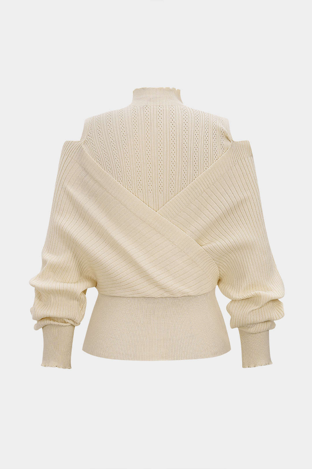 Sweter kopertowy z wycięciami na ramionach