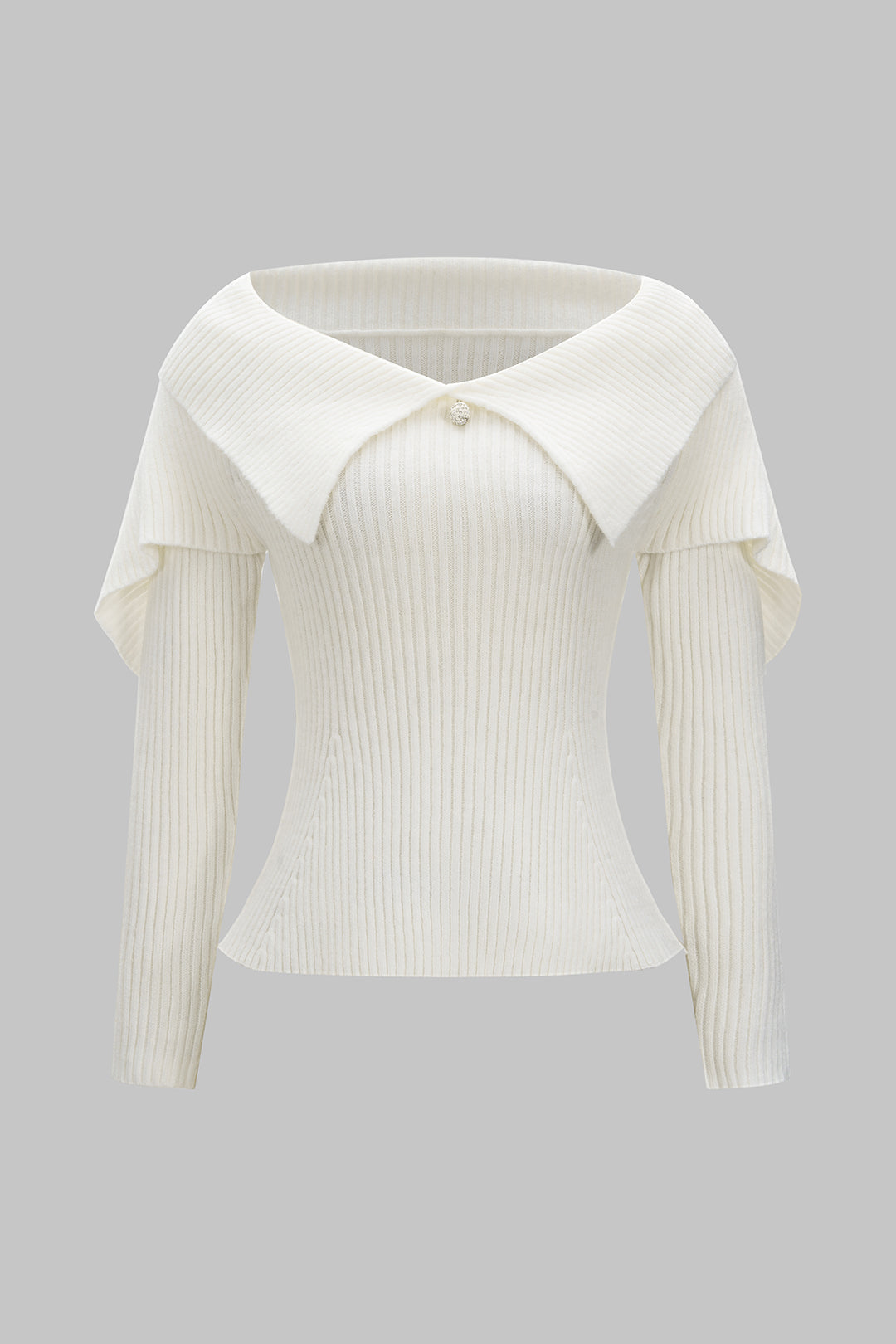 Sweter dopasowany z szerokim kołnierzem i zapięciem na guzik