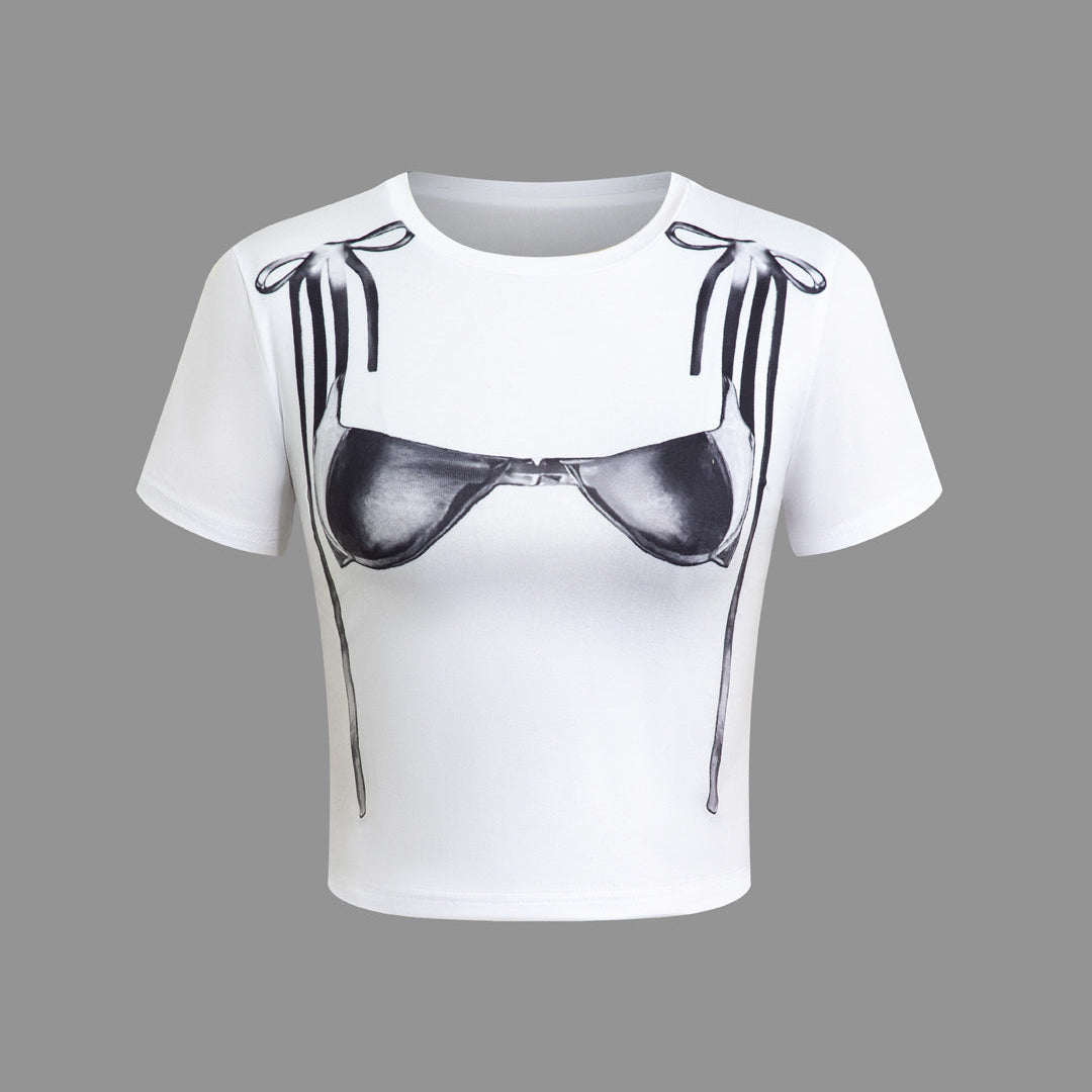 T shirt z nadrukiem wiązanego bikini