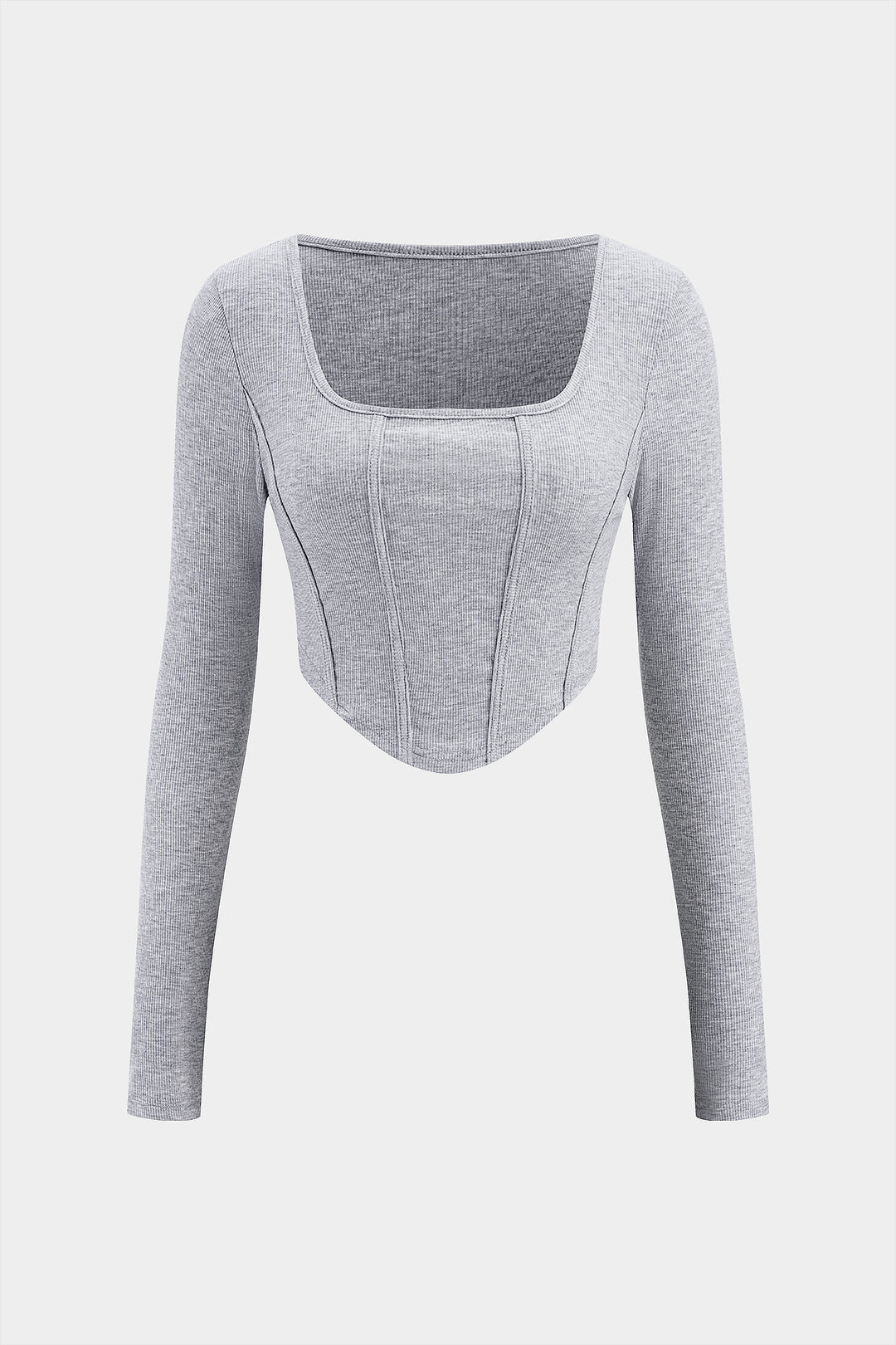 Dopasowany top z długim rękawem i kwadratowym dekoltem