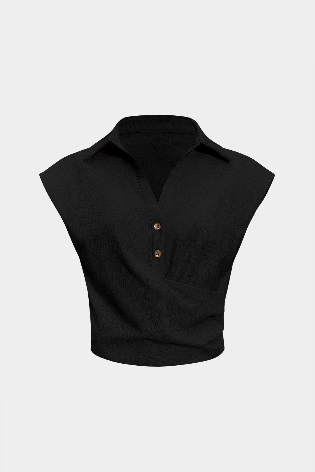 Kopertowy top z dekoltem w szpic i guzikami