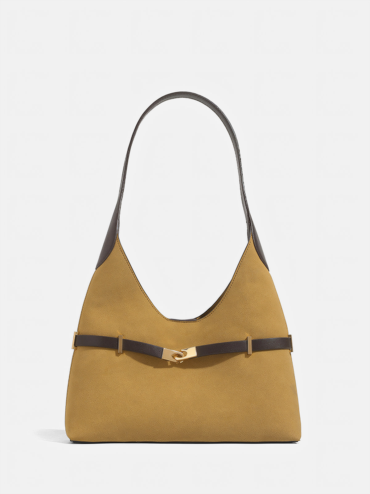 Torebka na ramię z ozdobnym paskiem i metalowym zapięciem